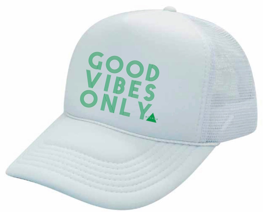 New Good Vibes Only Trucker Hat - White