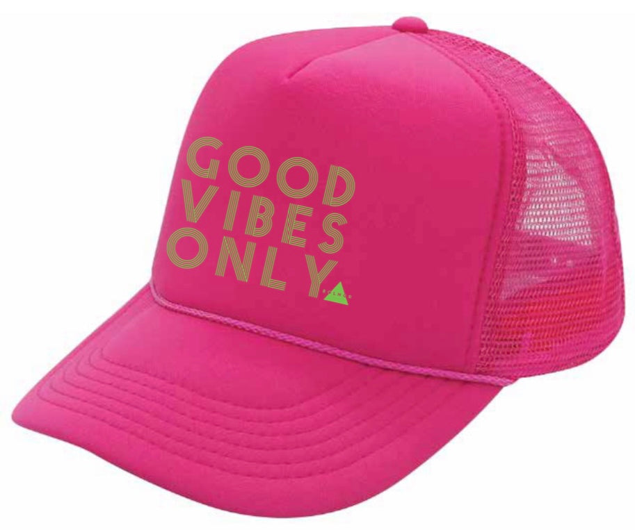 New Good Vibes Only Trucker Hat - Fuchsia